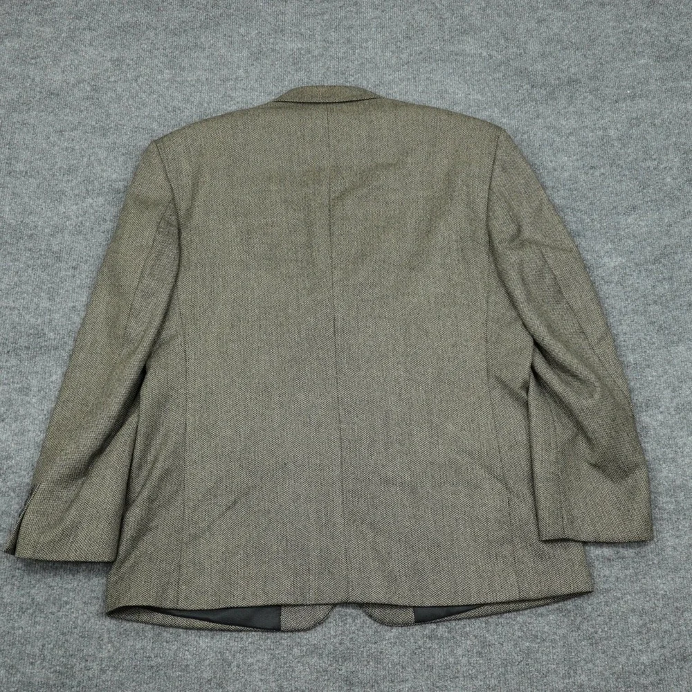 Haggar Blazer Mens 42S Tan Brown Herringbone 100% Lambswool 3-Button Jacket